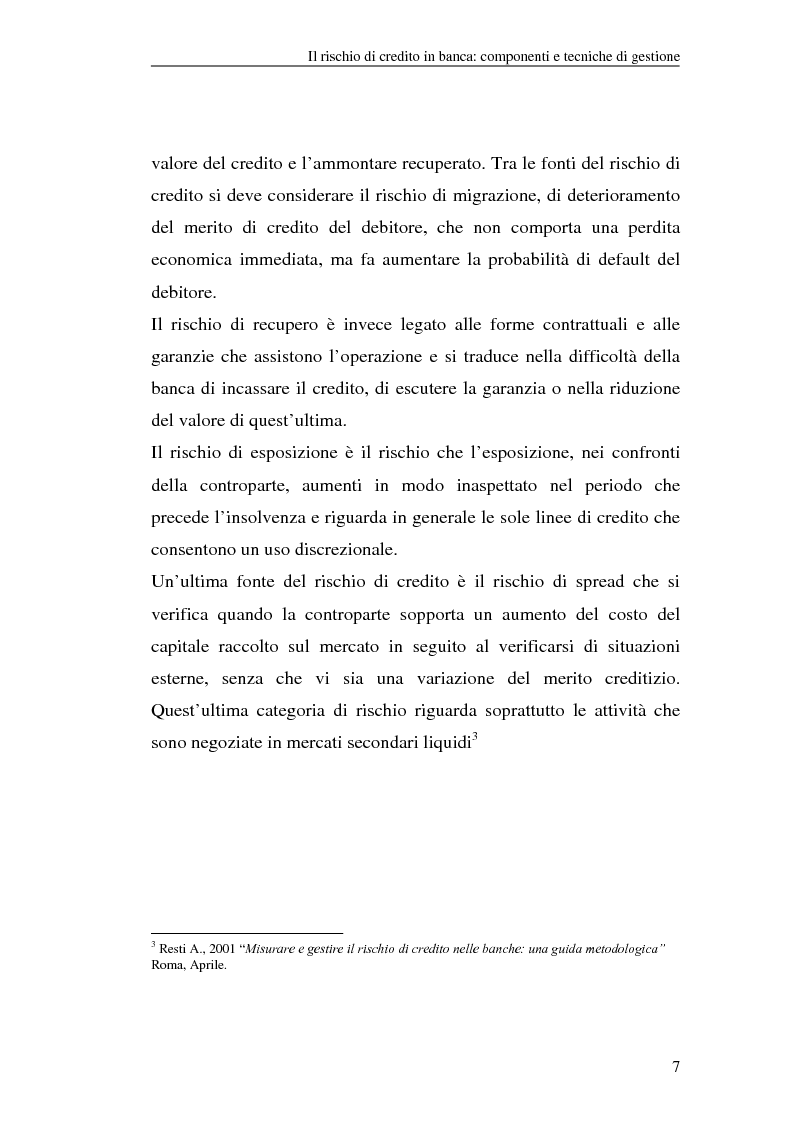 Anteprima della tesi: La gestione del rischio di credito nel Nuovo Accordo sul Capitale. L'impatto su alcuni archetipi finanziari, Pagina 7