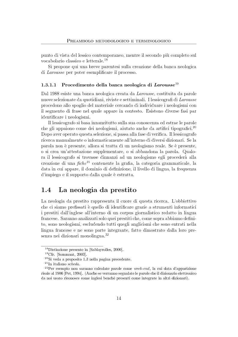 Anteprima della tesi: Anglicismi nel francese contemporaneo: tecniche di ricerca computazionale su un corpus giornalistico, Pagina 12