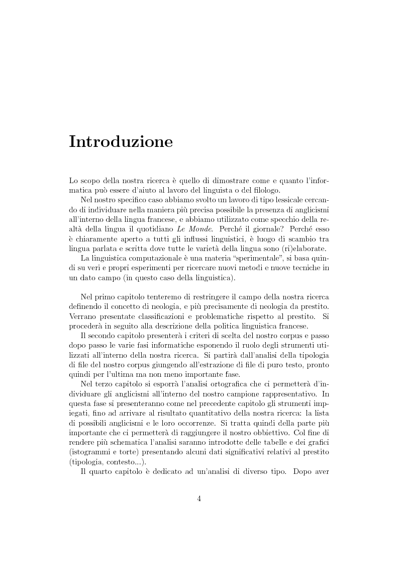 Anteprima della tesi: Anglicismi nel francese contemporaneo: tecniche di ricerca computazionale su un corpus giornalistico, Pagina 2