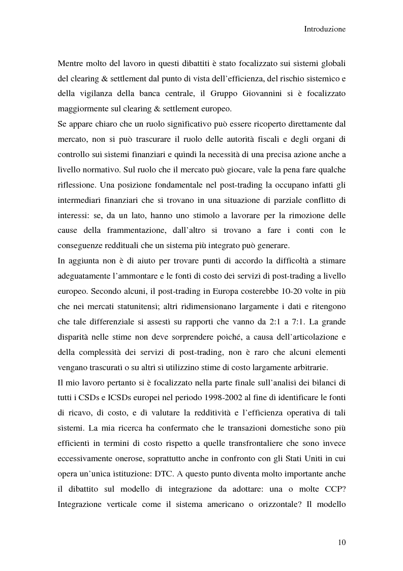 Anteprima della tesi: L'integrazione dei sistemi di post-trading in Europa: un'analisi economica, Pagina 4