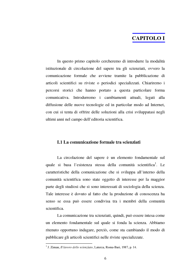 Anteprima della tesi: Internet e le pubblicazioni scientifiche. La Journals Crisis e la comunicazione tra scienziati, Pagina 3