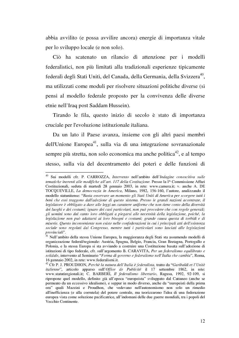 Anteprima della tesi: Il riparto della funzione legislativa fra lo Stato e le Regioni ordinarie, Pagina 12