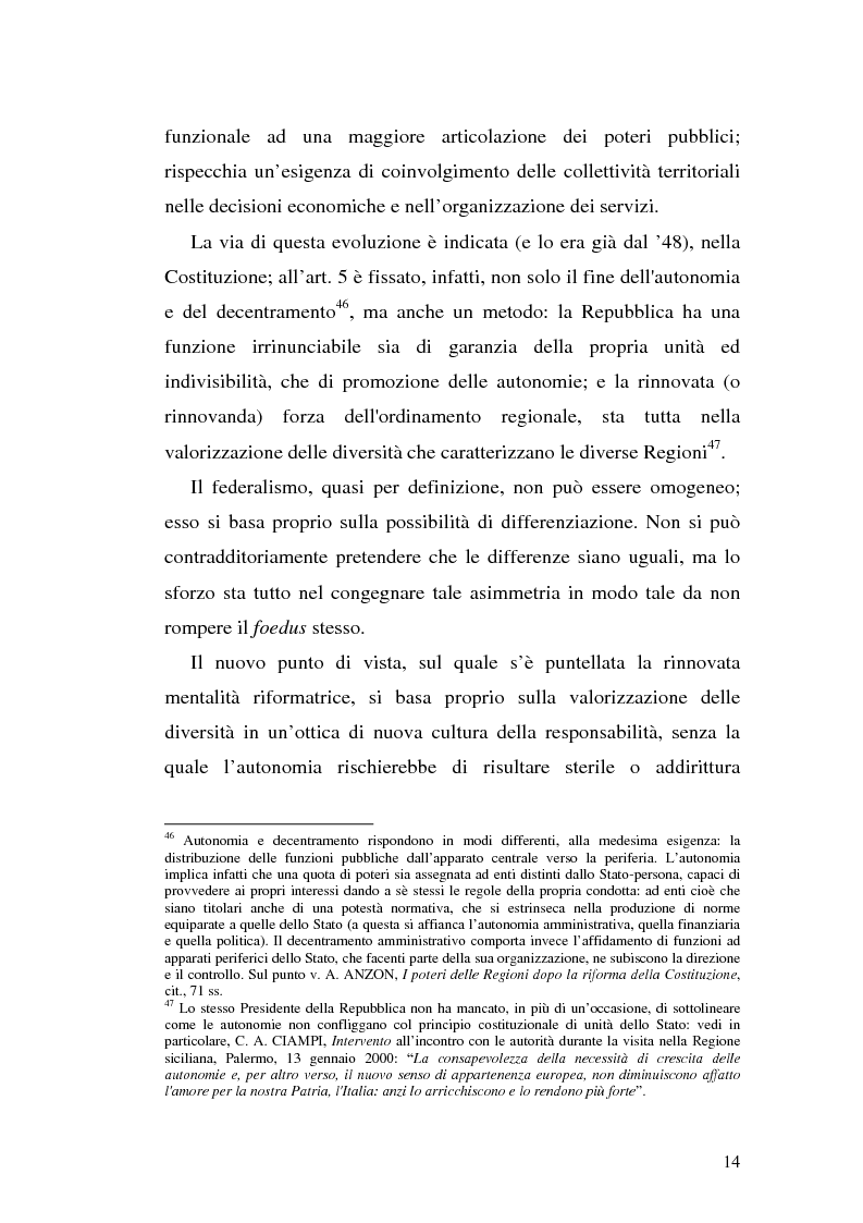 Anteprima della tesi: Il riparto della funzione legislativa fra lo Stato e le Regioni ordinarie, Pagina 14