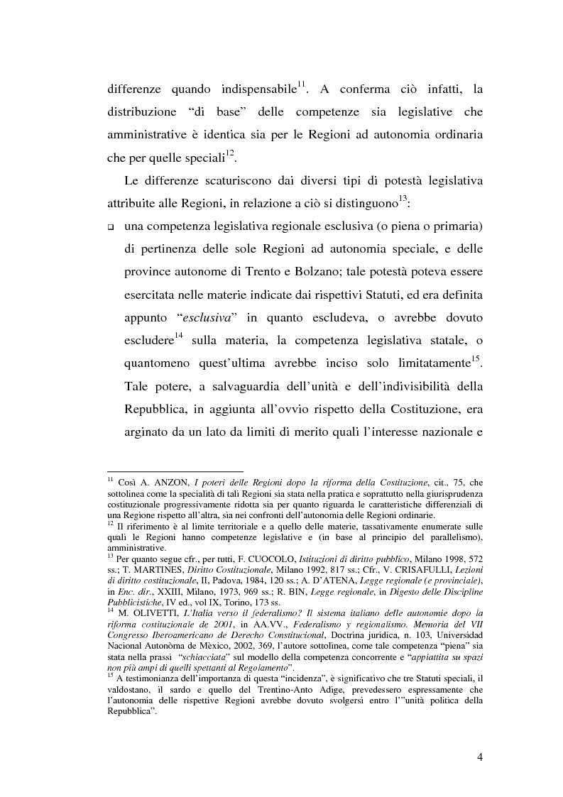 Anteprima della tesi: Il riparto della funzione legislativa fra lo Stato e le Regioni ordinarie, Pagina 4