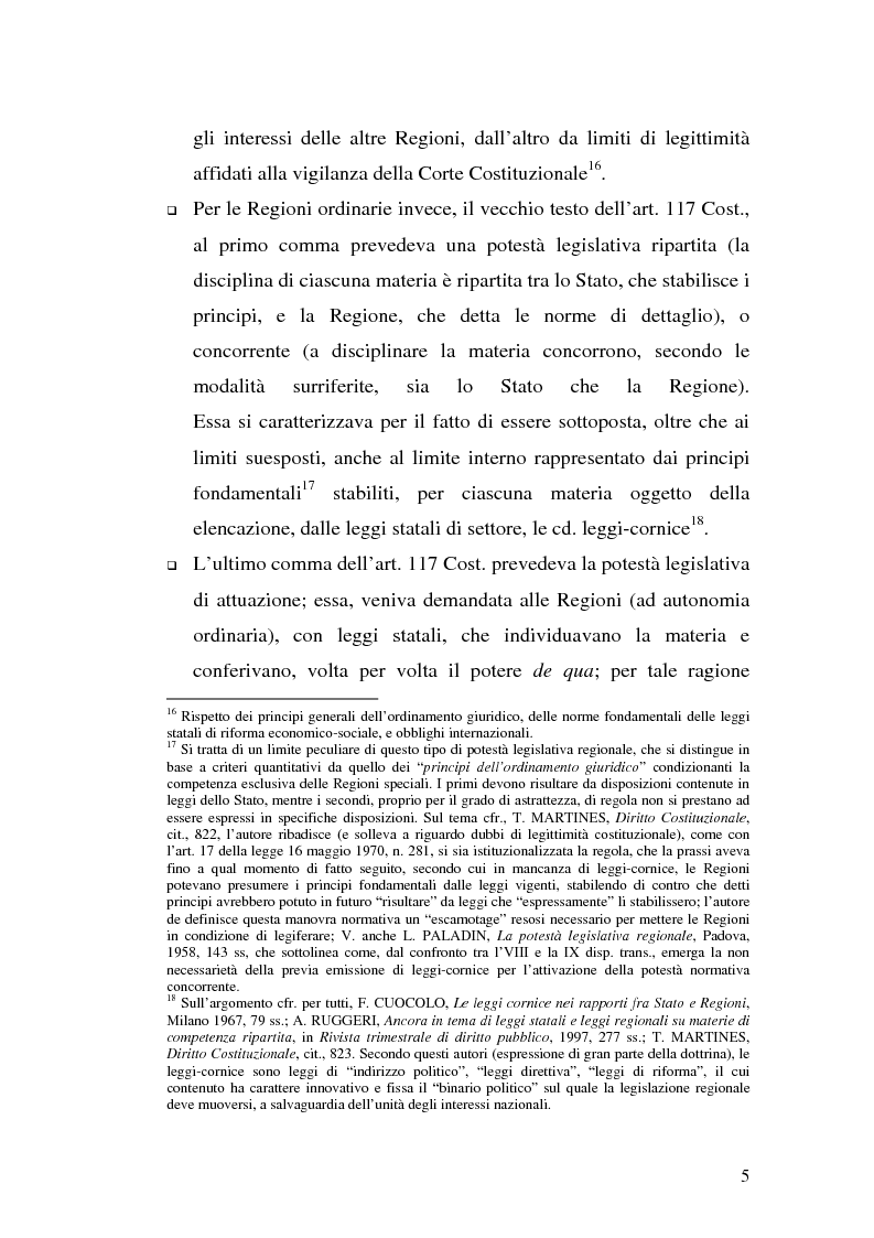 Anteprima della tesi: Il riparto della funzione legislativa fra lo Stato e le Regioni ordinarie, Pagina 5