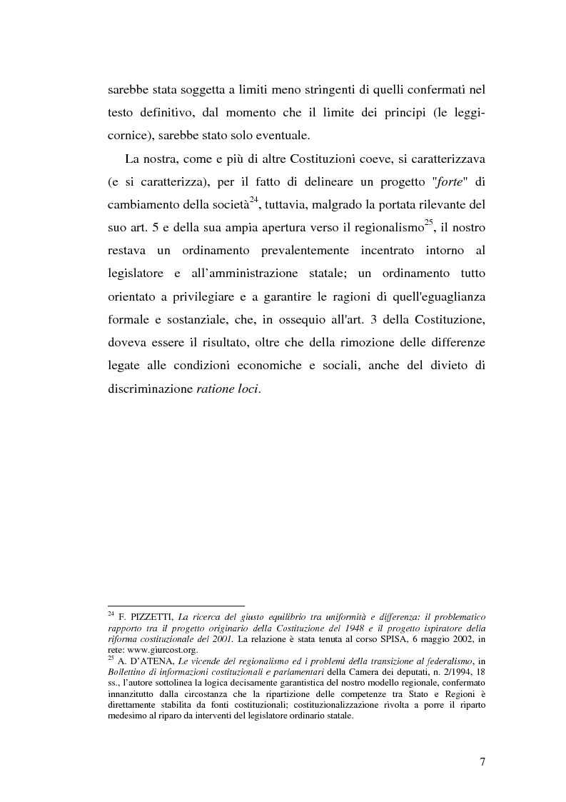 Anteprima della tesi: Il riparto della funzione legislativa fra lo Stato e le Regioni ordinarie, Pagina 7