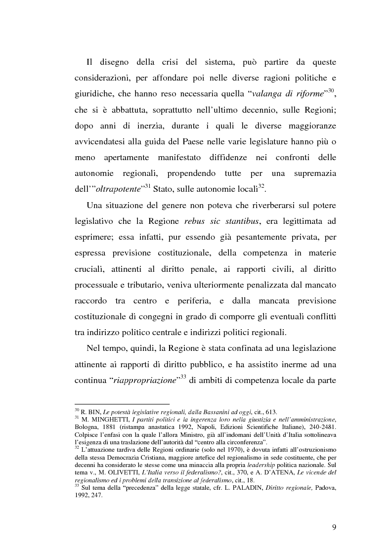 Anteprima della tesi: Il riparto della funzione legislativa fra lo Stato e le Regioni ordinarie, Pagina 9