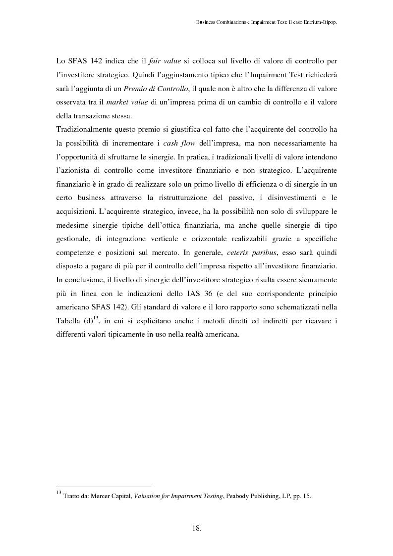 Anteprima della tesi: Business Combinations e Impairment Test: il caso Entrium - Bipop, Pagina 14