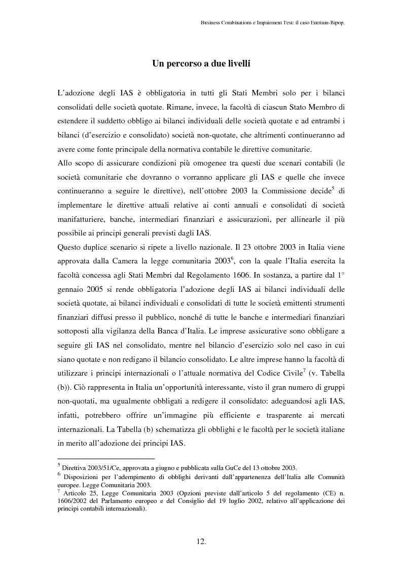 Anteprima della tesi: Business Combinations e Impairment Test: il caso Entrium - Bipop, Pagina 8
