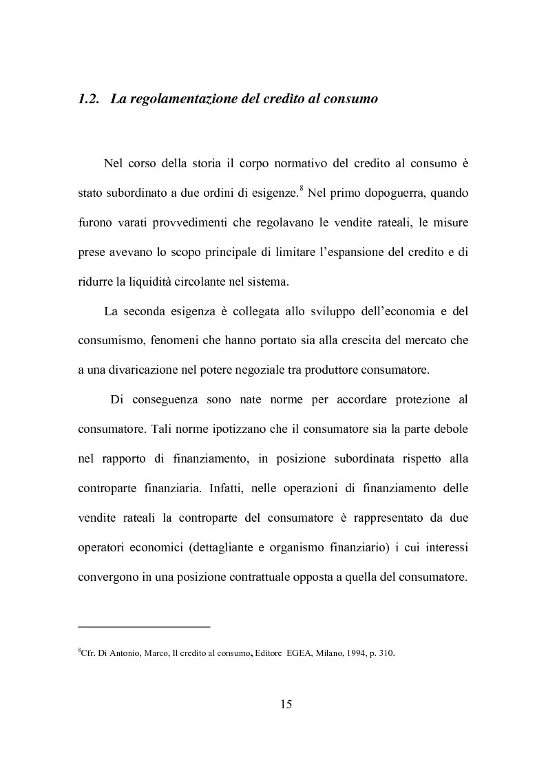 Anteprima della tesi: Credito al consumo: profili economici, regolamentazione e diversificazione del settore, Pagina 12