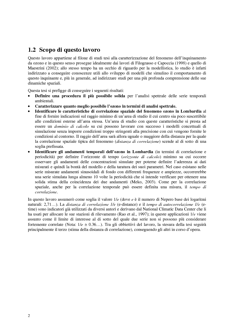 Anteprima della tesi: Analisi spettrale delle concentrazioni di ozono in Lombardia, Pagina 2