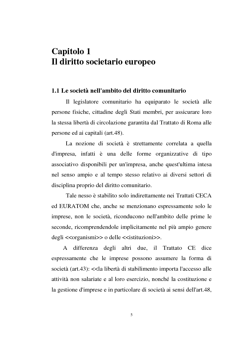 Anteprima della tesi: La disciplina comunitaria sulla '' società per azioni '' europea, Pagina 3