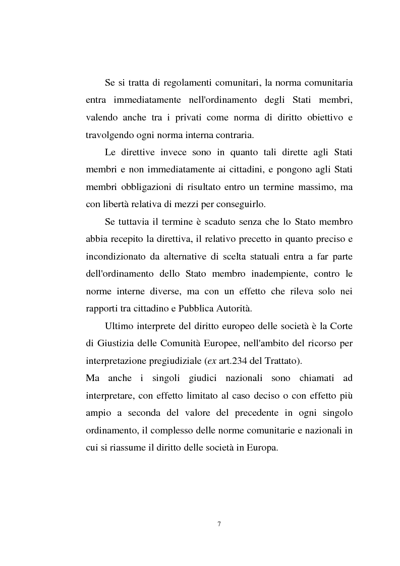 Anteprima della tesi: La disciplina comunitaria sulla '' società per azioni '' europea, Pagina 5