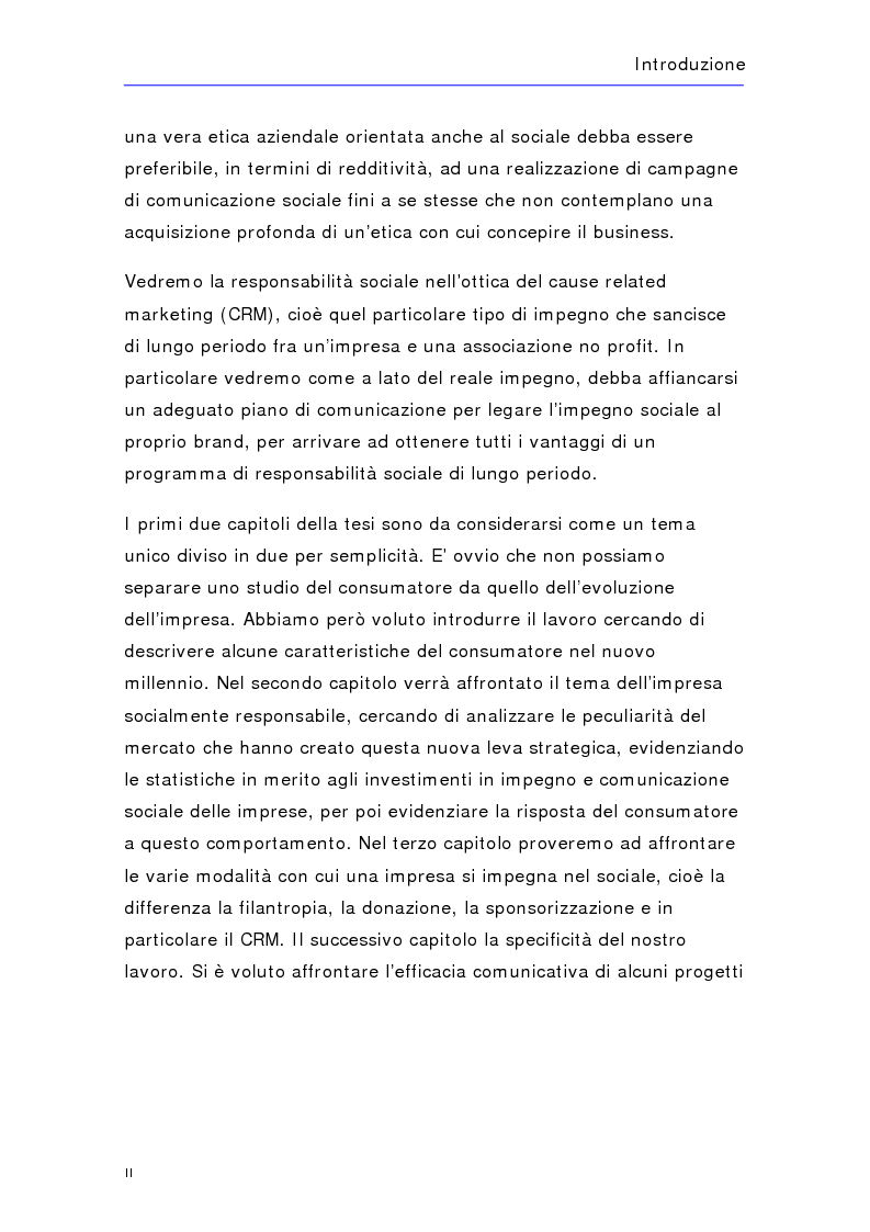 Anteprima della tesi: Soldi in fumo? Imprese e impegno sociale: l'efficacia della comunicazione del cause related marketing relativa ad alcuni casi italiani, Pagina 2