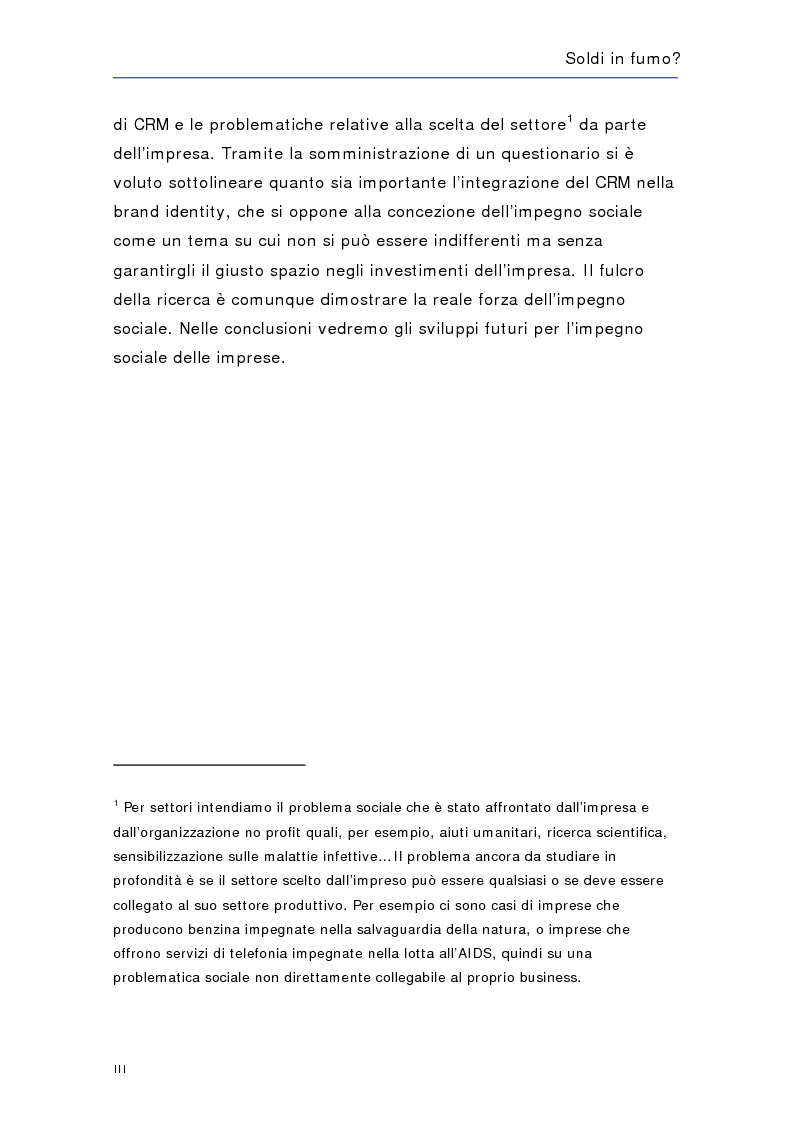 Anteprima della tesi: Soldi in fumo? Imprese e impegno sociale: l'efficacia della comunicazione del cause related marketing relativa ad alcuni casi italiani, Pagina 3