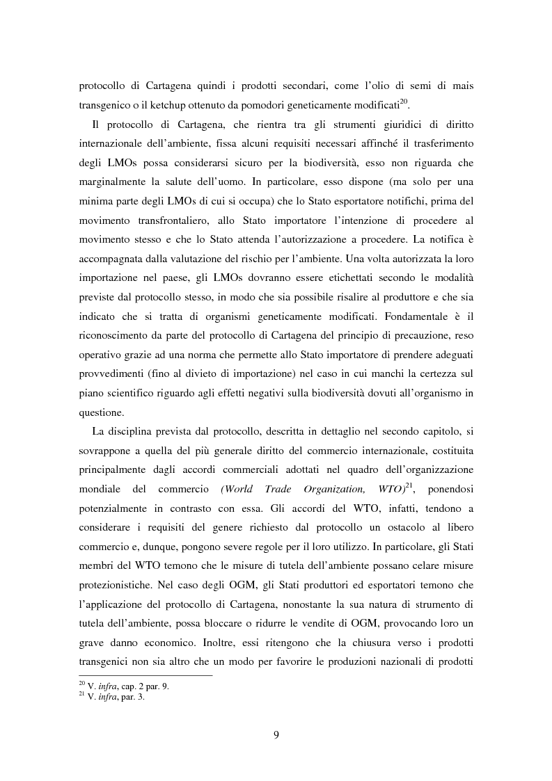 Anteprima della tesi: Movimenti transfrontalieri di organismi geneticamente modificati: protocollo di Cartagena e norme dell'OMC, Pagina 5