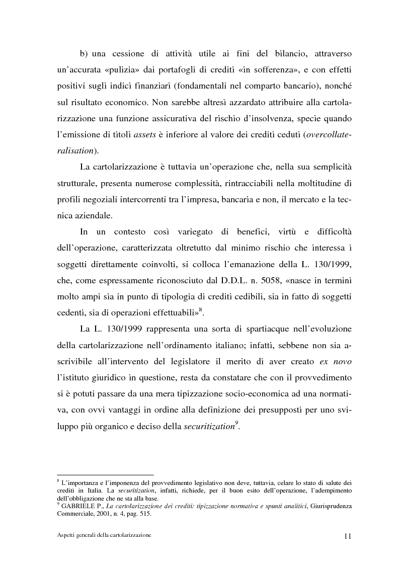 Anteprima della tesi: La cartolarizzazione dei crediti in Italia: il caso della BCC di Castellana Grotte, Pagina 11