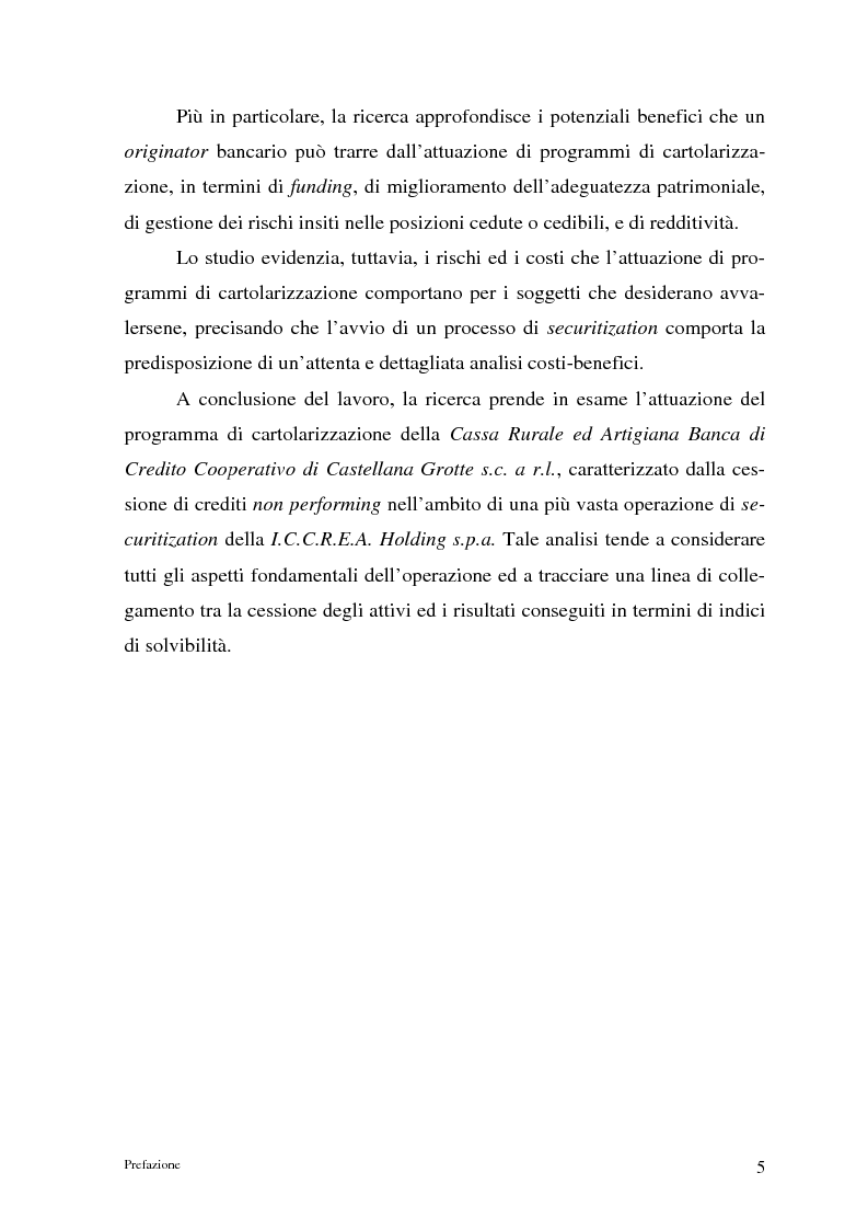 Anteprima della tesi: La cartolarizzazione dei crediti in Italia: il caso della BCC di Castellana Grotte, Pagina 5