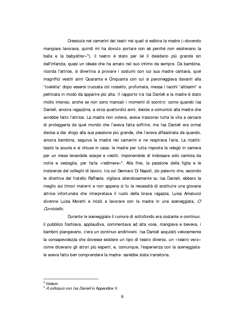 Anteprima della tesi: Ritratto d'attrice: Isa Danieli, dall'esordio teatrale all'incontro con la drammaturgia contemporanea, Pagina 6