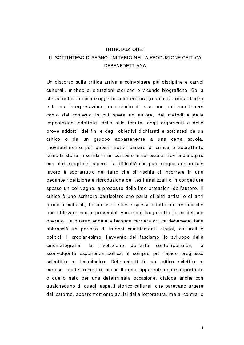 Anteprima della tesi: Giacomo Debenedetti: una ''particella estranea'' nella storia della critica letteraria italiana del Novecento, Pagina 5