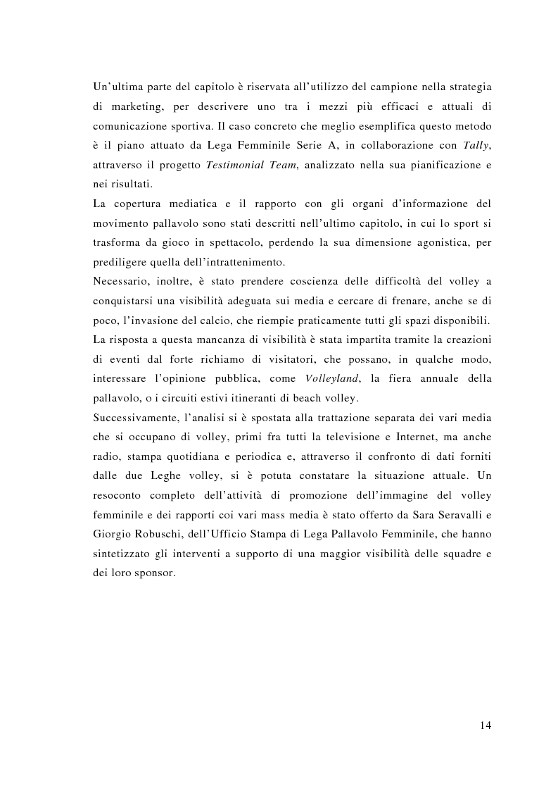 Anteprima della tesi: Comunicazione e sport: il caso della pallavolo, Pagina 5