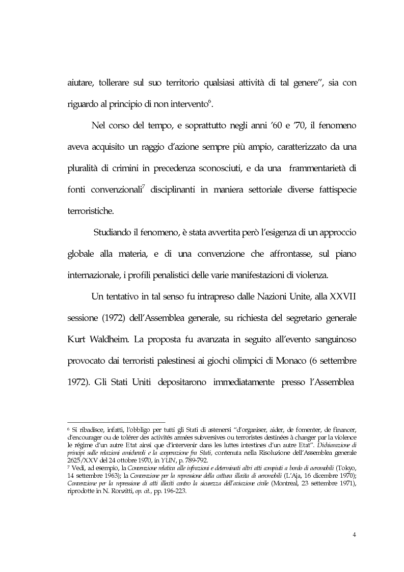 Anteprima della tesi: Aspetti giuridici del terrorismo internazionale, Pagina 4