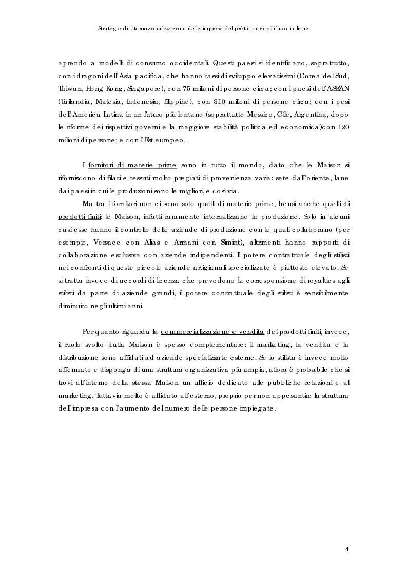 Anteprima della tesi: Strategie di internazionalizzazione delle imprese del prêt à porter di lusso italiane, Pagina 4