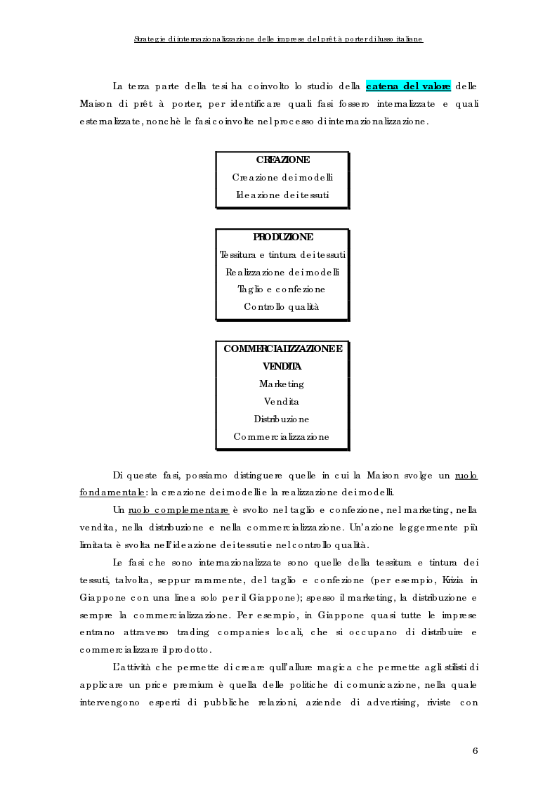 Anteprima della tesi: Strategie di internazionalizzazione delle imprese del prêt à porter di lusso italiane, Pagina 6