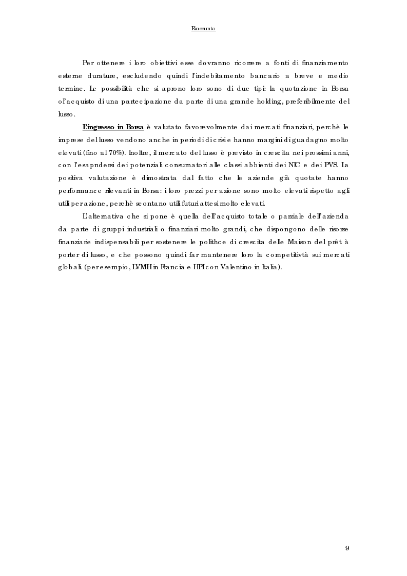 Anteprima della tesi: Strategie di internazionalizzazione delle imprese del prêt à porter di lusso italiane, Pagina 9