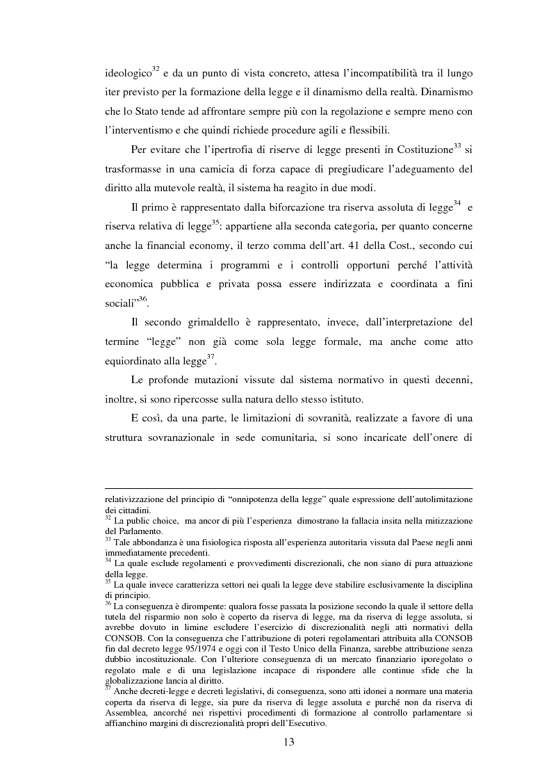 Anteprima della tesi: La posizione istituzionale della CONSOB e i suoi poteri di normazione secondaria, Pagina 7