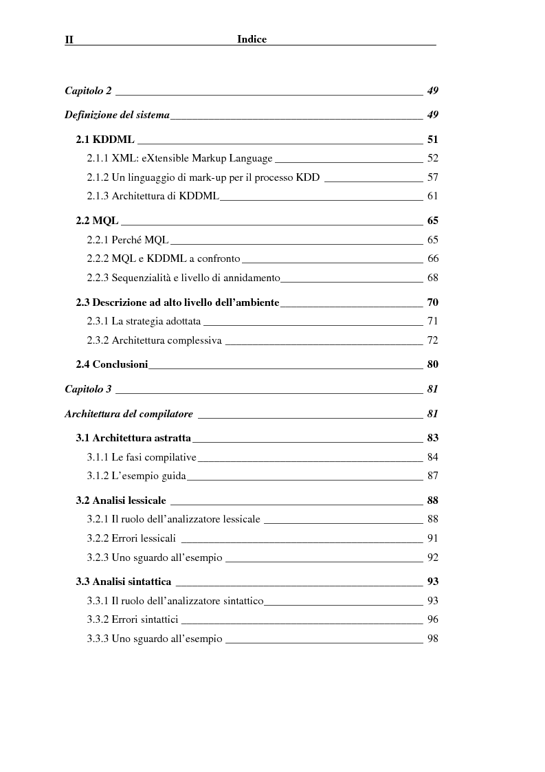 Indice della tesi: Implementazione di un Query Language per Knowledge Discovery, Pagina 2