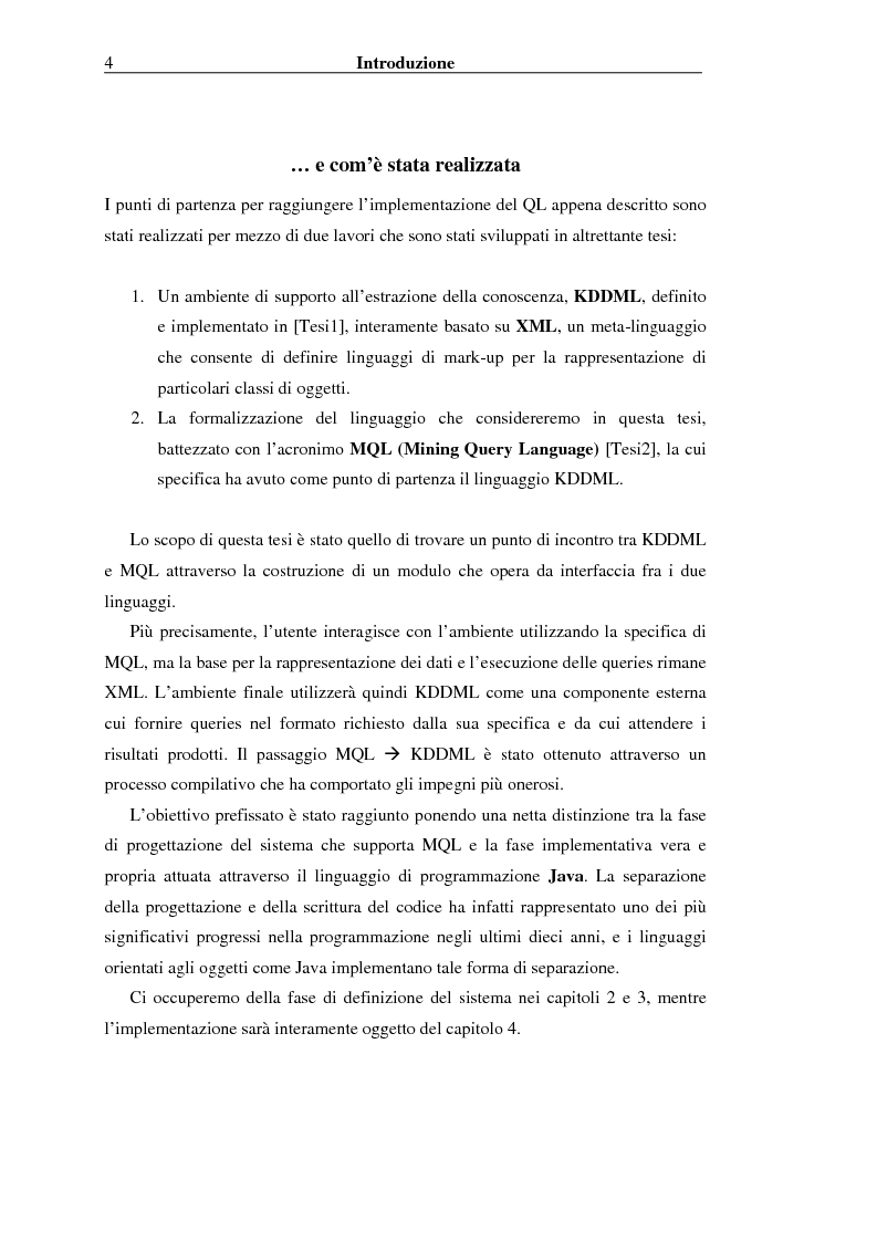 Anteprima della tesi: Implementazione di un Query Language per Knowledge Discovery, Pagina 4