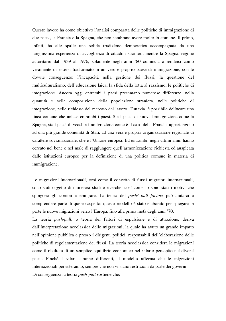 Anteprima della tesi: L'ingresso e il soggiorno degli stranieri non comunitari in Europa: tra cittadinanza ed esclusione. I casi di Francia e Spagna., Pagina 2