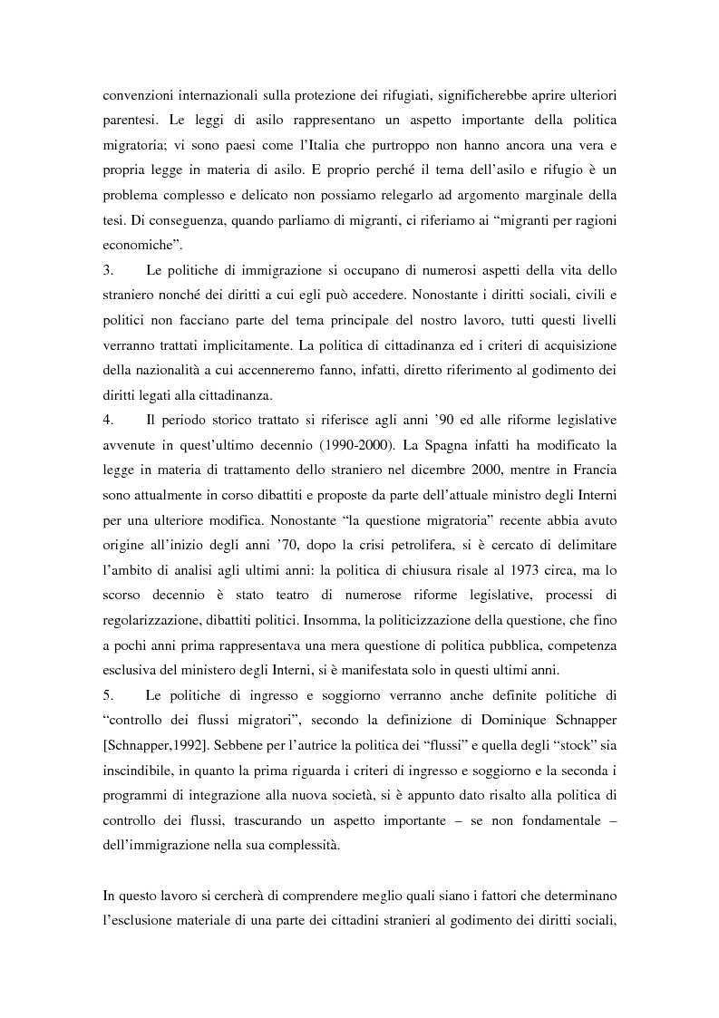 Anteprima della tesi: L'ingresso e il soggiorno degli stranieri non comunitari in Europa: tra cittadinanza ed esclusione. I casi di Francia e Spagna., Pagina 6