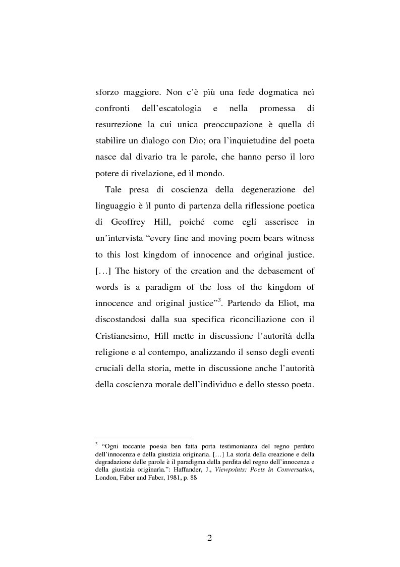 Anteprima della tesi: Le prime due sillogi di Geoffrey Hill: nascita e maturazione di una poetica della religione, della storia e del linguaggio, Pagina 2
