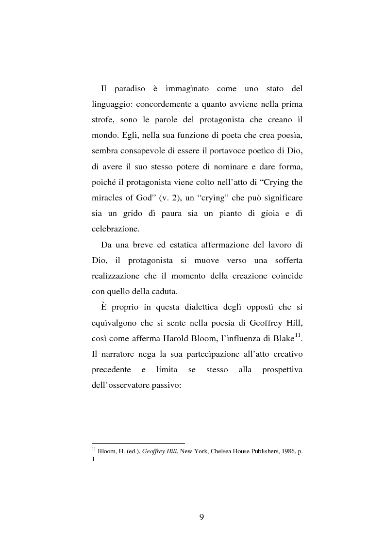 Anteprima della tesi: Le prime due sillogi di Geoffrey Hill: nascita e maturazione di una poetica della religione, della storia e del linguaggio, Pagina 9