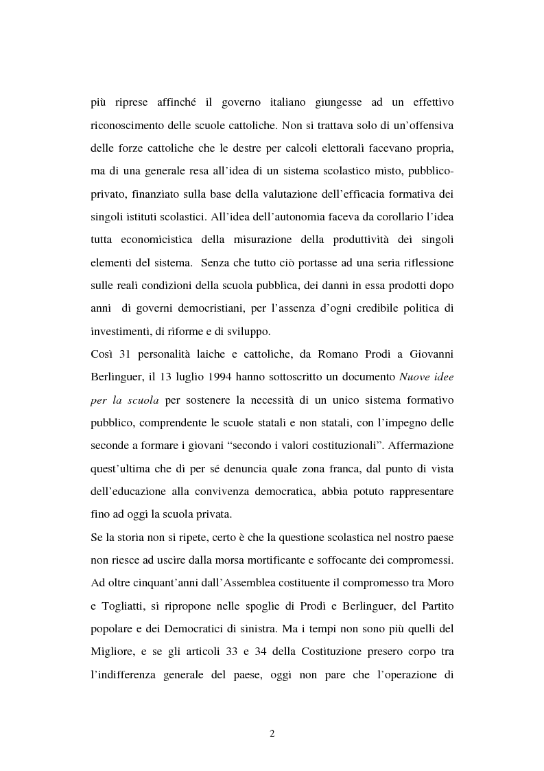 Anteprima della tesi: Libertà di scuola. Scuola di libertà. Scuola pubblica e scuola privata nel dibattito dell'Assemblea Costituente, Pagina 2