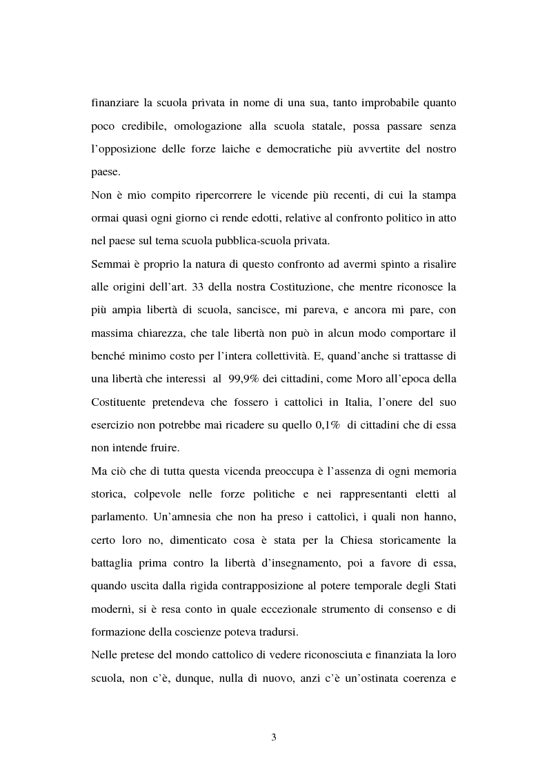 Anteprima della tesi: Libertà di scuola. Scuola di libertà. Scuola pubblica e scuola privata nel dibattito dell'Assemblea Costituente, Pagina 3