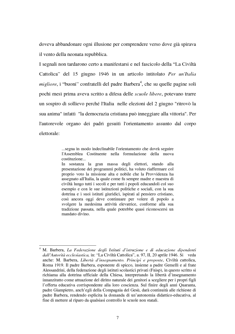 Anteprima della tesi: Libertà di scuola. Scuola di libertà. Scuola pubblica e scuola privata nel dibattito dell'Assemblea Costituente, Pagina 7