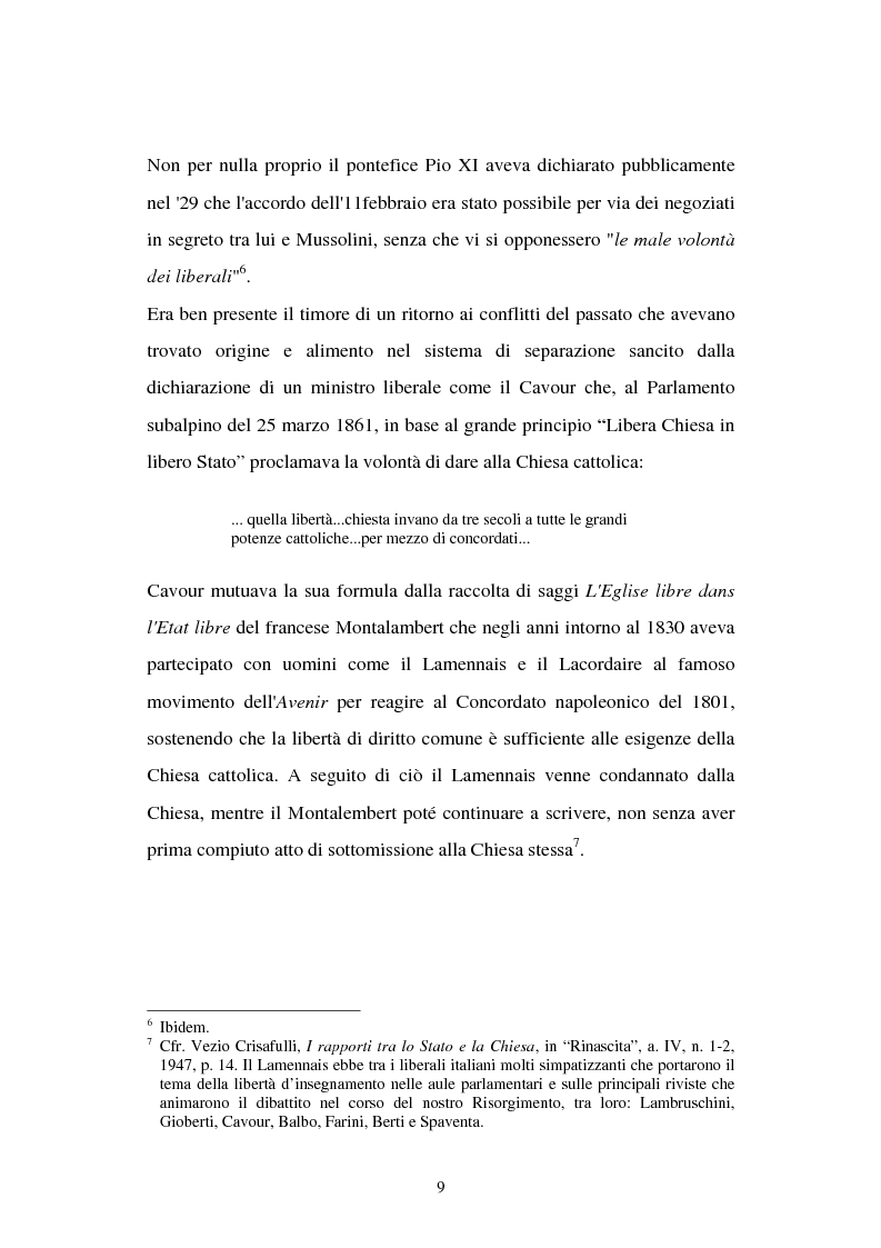 Anteprima della tesi: Libertà di scuola. Scuola di libertà. Scuola pubblica e scuola privata nel dibattito dell'Assemblea Costituente, Pagina 9