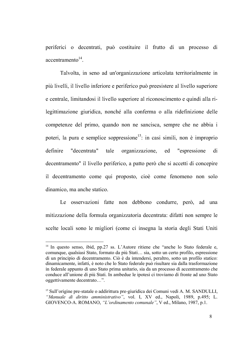 Anteprima della tesi: Principio di sussidiarietà e sistema amministrativo nel nuovo quadro costituzionale (articolo 4 Legge Costituzionale 18 ottobre 2001 n° 3), Pagina 10