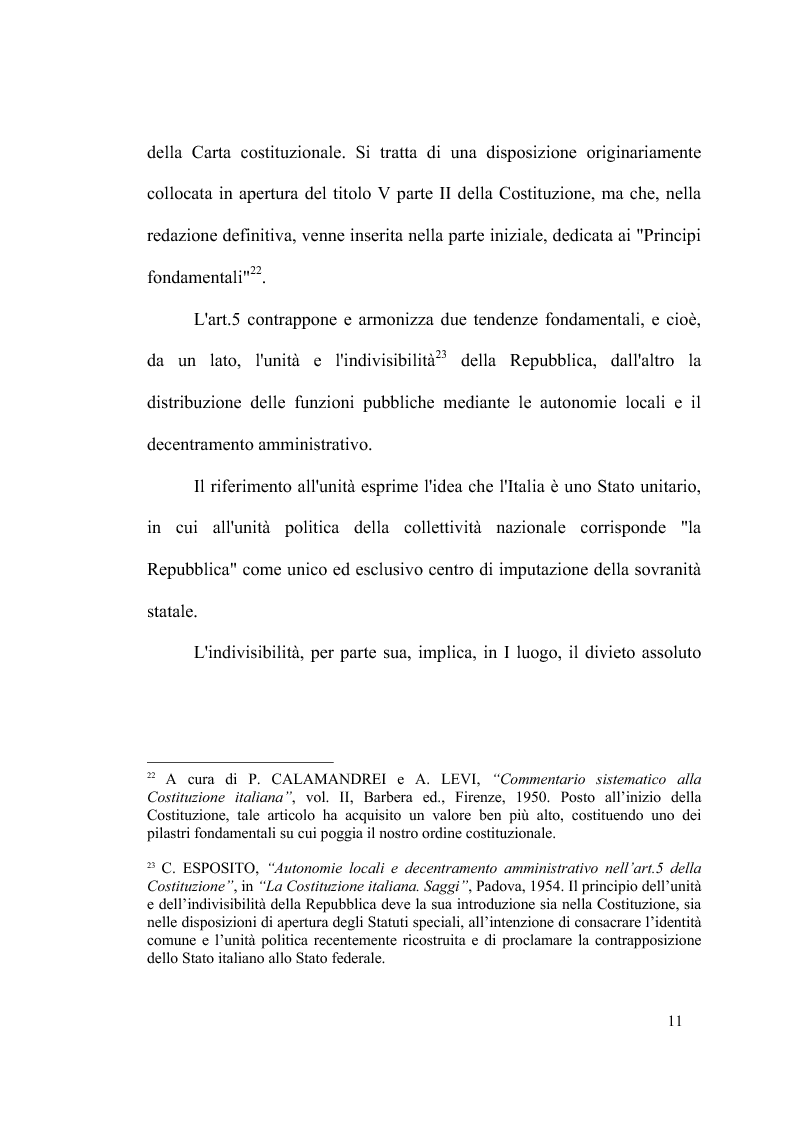 Anteprima della tesi: Principio di sussidiarietà e sistema amministrativo nel nuovo quadro costituzionale (articolo 4 Legge Costituzionale 18 ottobre 2001 n° 3), Pagina 13