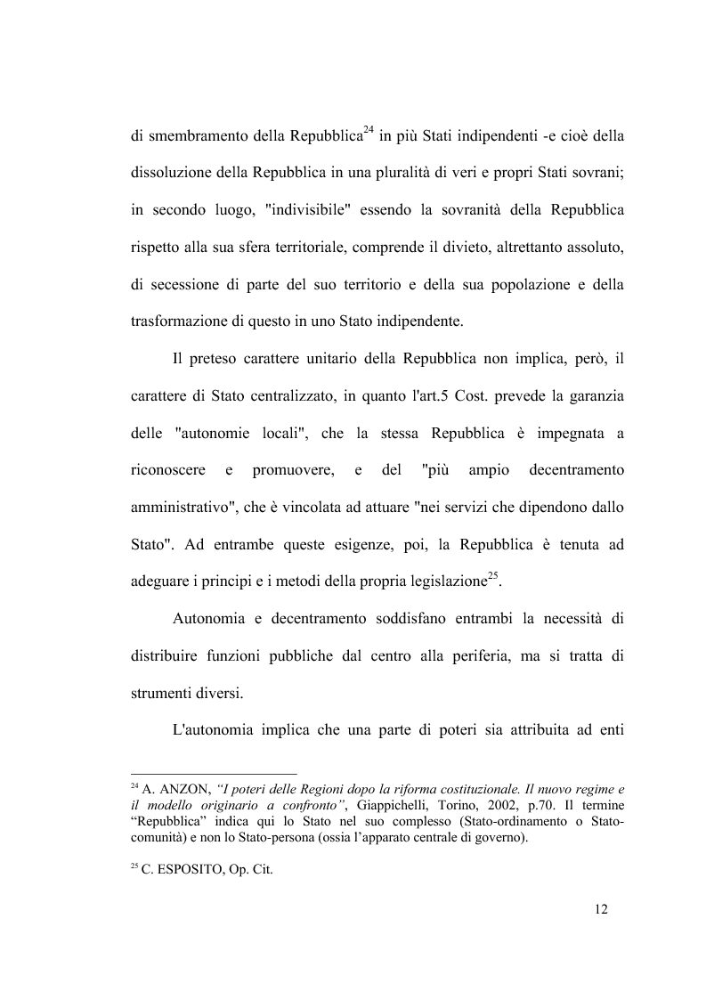 Anteprima della tesi: Principio di sussidiarietà e sistema amministrativo nel nuovo quadro costituzionale (articolo 4 Legge Costituzionale 18 ottobre 2001 n° 3), Pagina 14