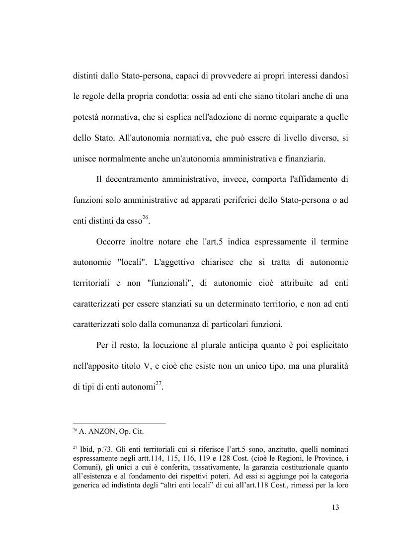 Anteprima della tesi: Principio di sussidiarietà e sistema amministrativo nel nuovo quadro costituzionale (articolo 4 Legge Costituzionale 18 ottobre 2001 n° 3), Pagina 15