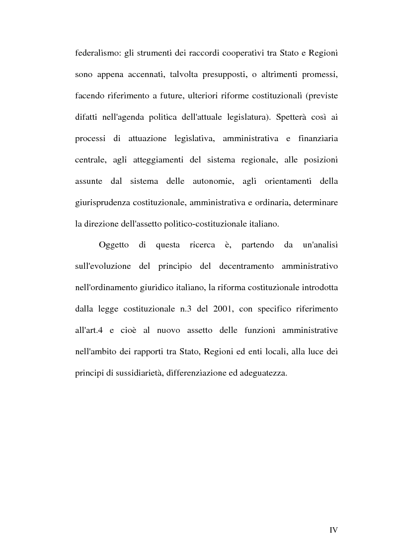 Anteprima della tesi: Principio di sussidiarietà e sistema amministrativo nel nuovo quadro costituzionale (articolo 4 Legge Costituzionale 18 ottobre 2001 n° 3), Pagina 2