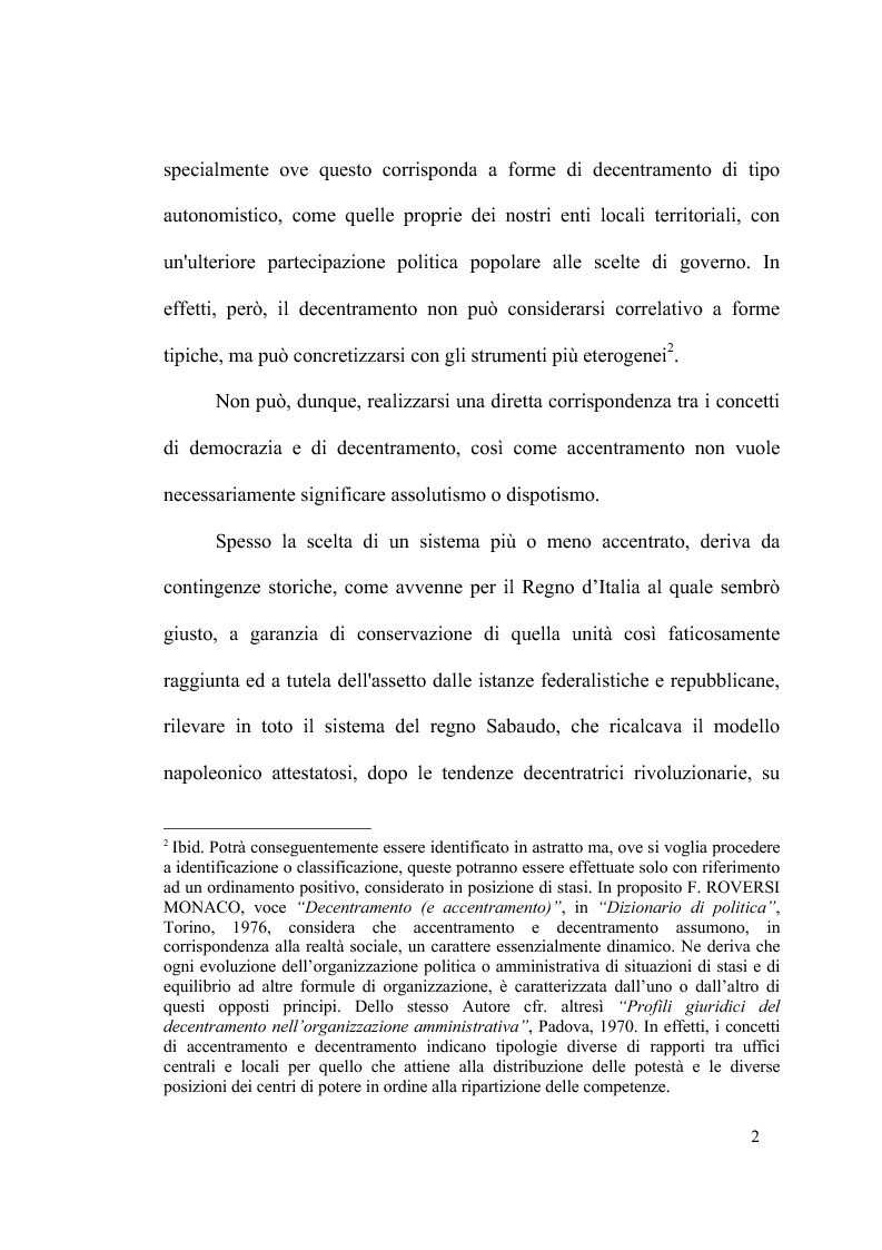 Anteprima della tesi: Principio di sussidiarietà e sistema amministrativo nel nuovo quadro costituzionale (articolo 4 Legge Costituzionale 18 ottobre 2001 n° 3), Pagina 4