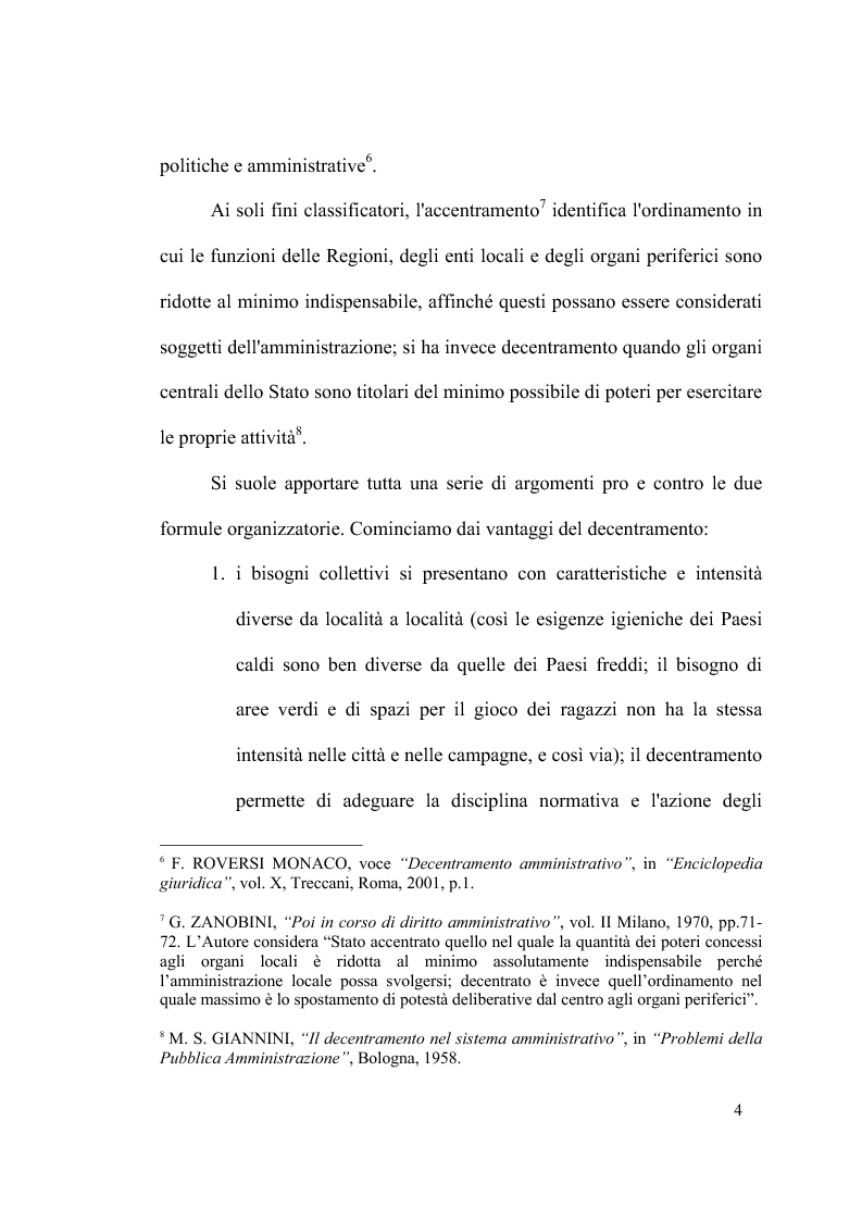 Anteprima della tesi: Principio di sussidiarietà e sistema amministrativo nel nuovo quadro costituzionale (articolo 4 Legge Costituzionale 18 ottobre 2001 n° 3), Pagina 6