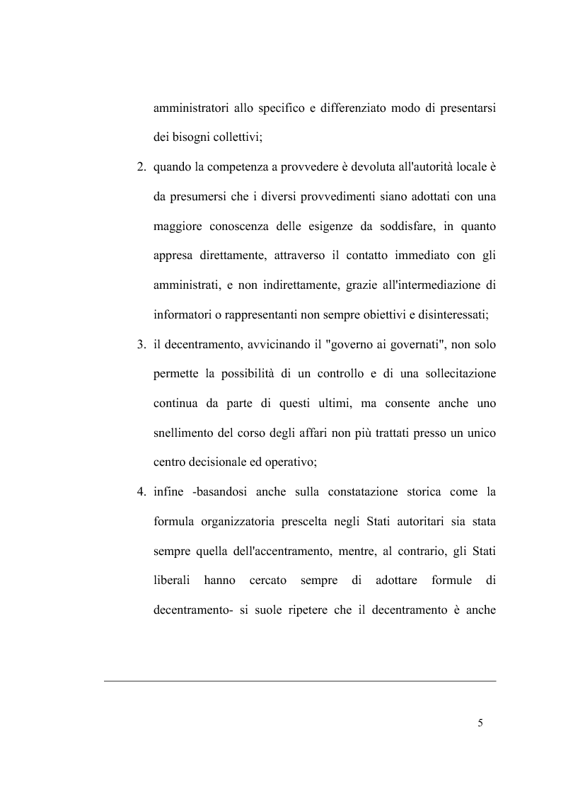 Anteprima della tesi: Principio di sussidiarietà e sistema amministrativo nel nuovo quadro costituzionale (articolo 4 Legge Costituzionale 18 ottobre 2001 n° 3), Pagina 7
