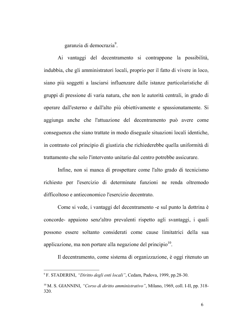 Anteprima della tesi: Principio di sussidiarietà e sistema amministrativo nel nuovo quadro costituzionale (articolo 4 Legge Costituzionale 18 ottobre 2001 n° 3), Pagina 8