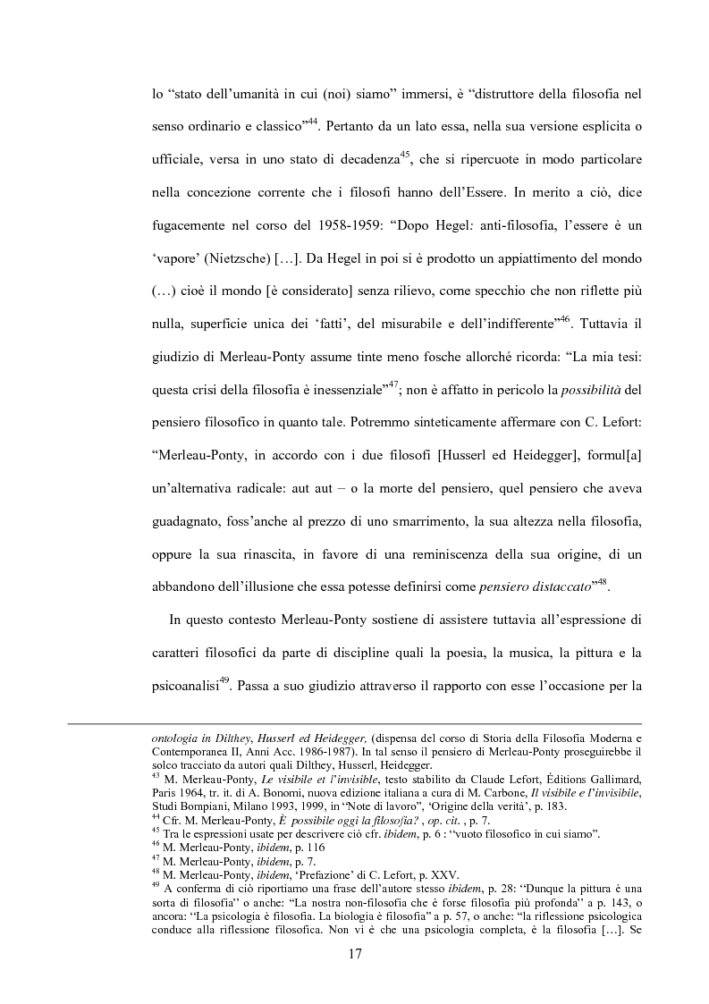Anteprima della tesi: 'La filosofia oggi': Merleau-Ponty a partire da Husserl e da Heidegger nel corso dal Collège de France del 1958-59, Pagina 11